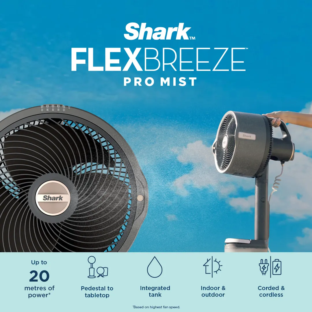 Shark FlexBreeze Pro Mist Indoor Outdoor Pedestal & Table Fan With Water Tank - Image 11